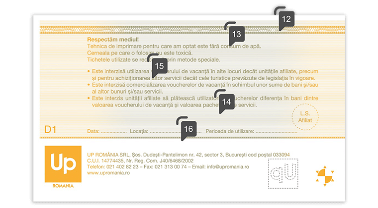 specimen spate elemente securitate tichet sau voucher hartie up vacanta